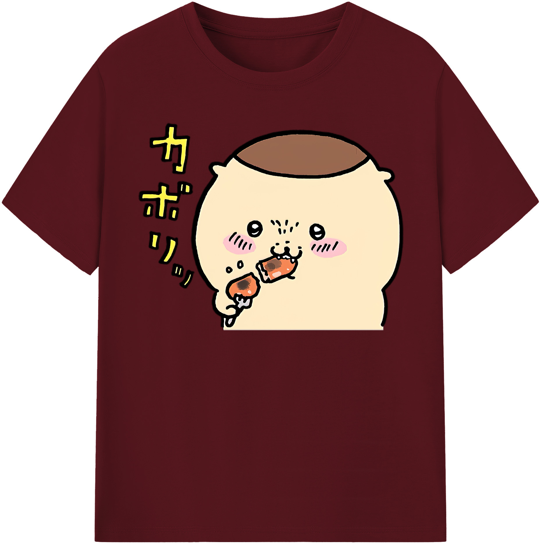 （画像用） ちいかわ くりまんじゅう Chii-kawa kuri manjū 綿100％半袖Tシャツ（フロントプリント）